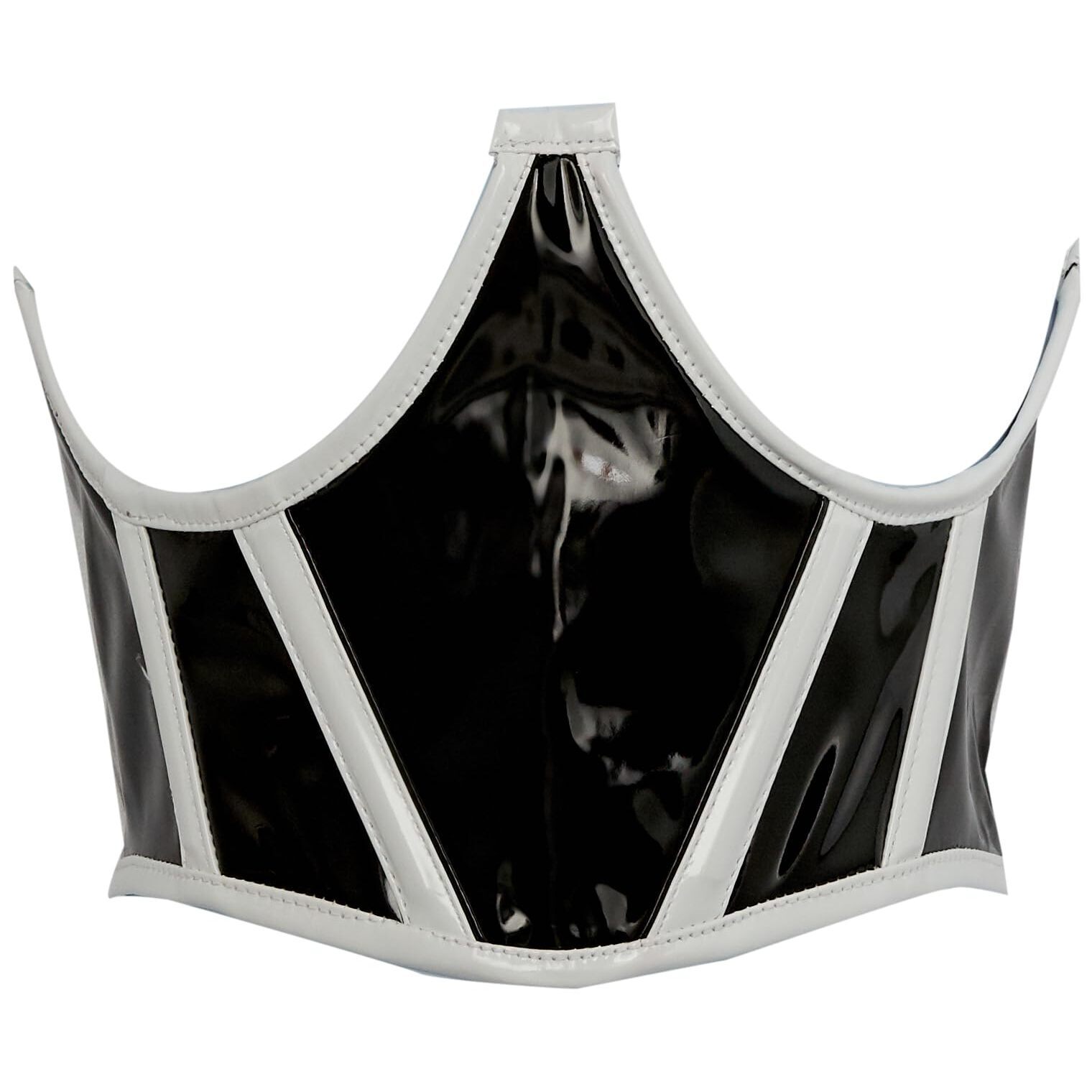 7739 Lavish Black Patent W/White Patent Trim Underwire Waist Cincher Corset